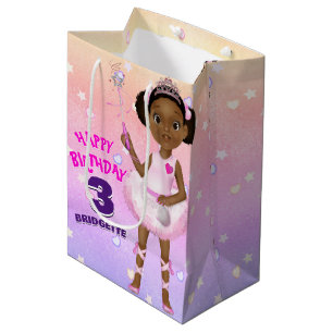 Sacola Para Presentes Média African American Fairy Princess Ballerina