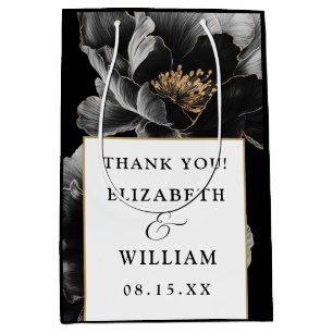 Sacola Para Presentes Média Agradecimento de Casamento Botânico Floral Elegant
