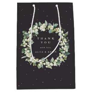 Sacola Para Presentes Média Agradecimento de Natal/Férias Snowberry+Eucalipto