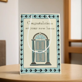 Sacola Para Presentes Média Agregamento de Portas Teais Elegante