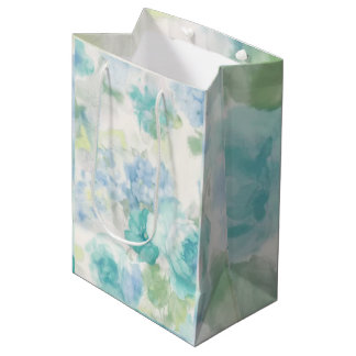 Sacola Para Presentes Média Água-forte Floral Azul Casamento Churrasco Anivers