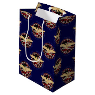 Sacola Para Presentes Média Águia e bandeira dos EUA, Blue-Blue-Gift Bag M