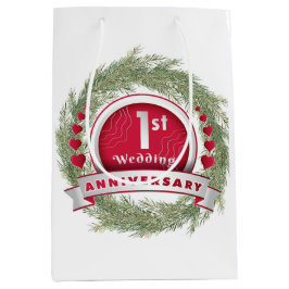 Sacola Para Presentes Média Agulha Pine Wreath Red 1rua Aniversário de Casamen