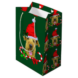 Sacola Para Presentes Média Airedale Terrier Christmas