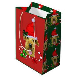 Sacola Para Presentes Média Airedale Terrier Christmas