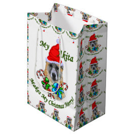 Sacola Para Presentes Média Akita Lovers Natal