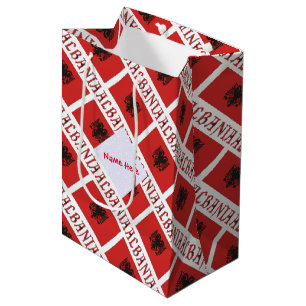Sacola Para Presentes Média Albânia Bandeira Albanesa Piso Vermelho Personaliz