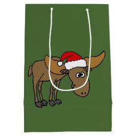 Sacola Para Presentes Média Alces engraçados no saco do presente do Natal do