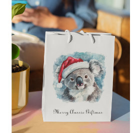 Sacola Para Presentes Média Alegria de Natal Australiana, personalizada