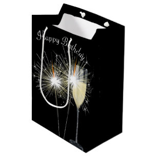 Sacola Para Presentes Média Aleitamento de Aniversário com Vinho