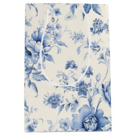 Sacola Para Presentes Média Algo Blue Floral French Toile Chinoiserie