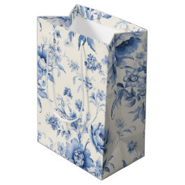 Sacola Para Presentes Média Algo Blue Floral French Toile Chinoiserie