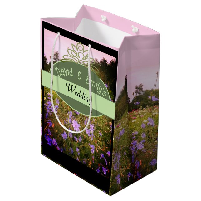 Sacola Para Presentes Média Algodão-Flor-Flor-Alvo-de-Prado (Verso inclinado)