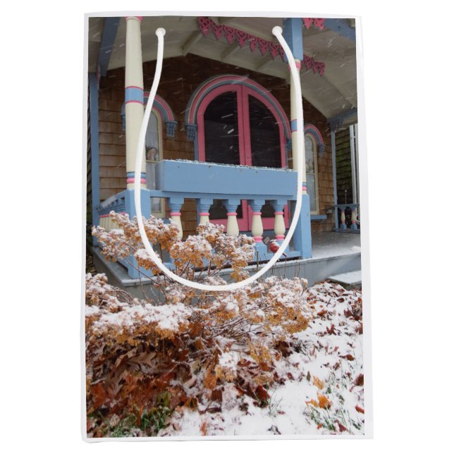 Sacola Para Presentes Média Algodão Vitoriano em Neve - Vinha de Martha (Frente)