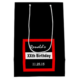 Sacola Para Presentes Média Algum preto do aniversário do ano com costume