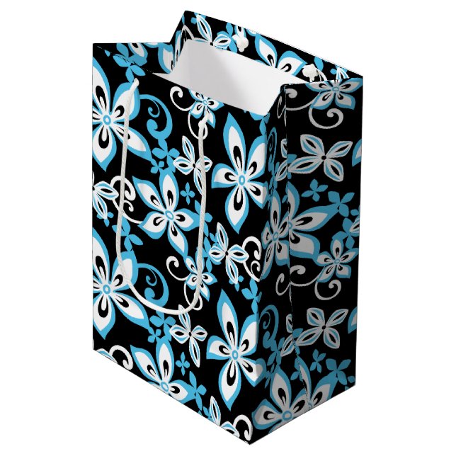 SACOLA PARA PRESENTES MÉDIA ALOHA HAWAII (PRETO/AZUL) (Frente inclinada)