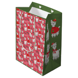 Sacola Para Presentes Média Alpaca de Natal bonito