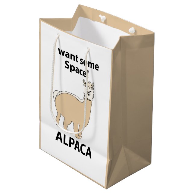 Sacola Para Presentes Média Alpaca, quero um pouco de espaço (Frente inclinada)