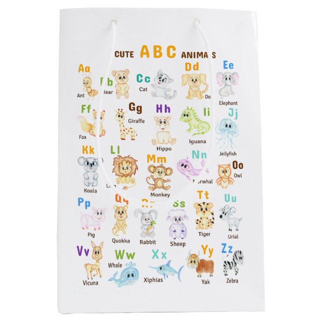 Sacola Para Presentes Média Alphabet Animal ABC Animais de estimação (Frente)