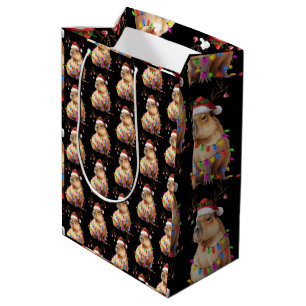 Sacola Para Presentes Média Amante de Capivara Luzes de Natal Cappy Xmas