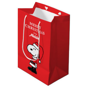 Sacola Para Presentes Média Amendoins Snoopy Papai Noel