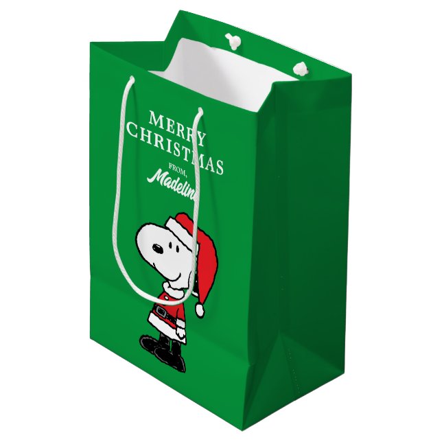 Sacola Para Presentes Média Amendoins | Snoopy Papai Noel (Frente inclinada)