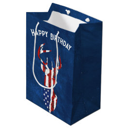 Sacola Para Presentes Média American Flag Deer on Leather