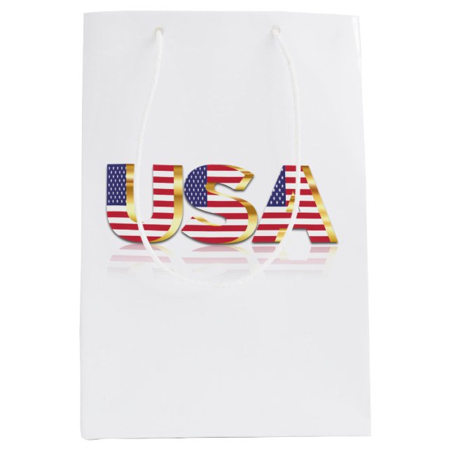 Sacola Para Presentes Média American Flag Gift Bag USA Patriotic (Frente)