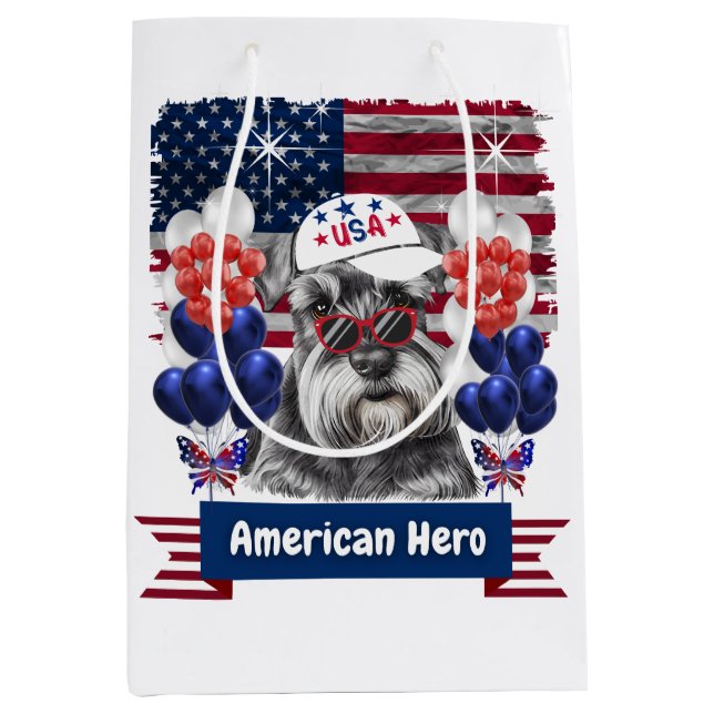 Sacola Para Presentes Média American Hero Schnauzer Gift Bag (Frente)