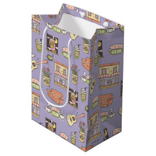 Sacola Para Presentes Média AMIGOS™   Padrão de Ícone Roxo