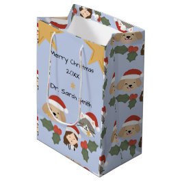 Sacola Para Presentes Média Amigos Veterinários de Natal Personalizados