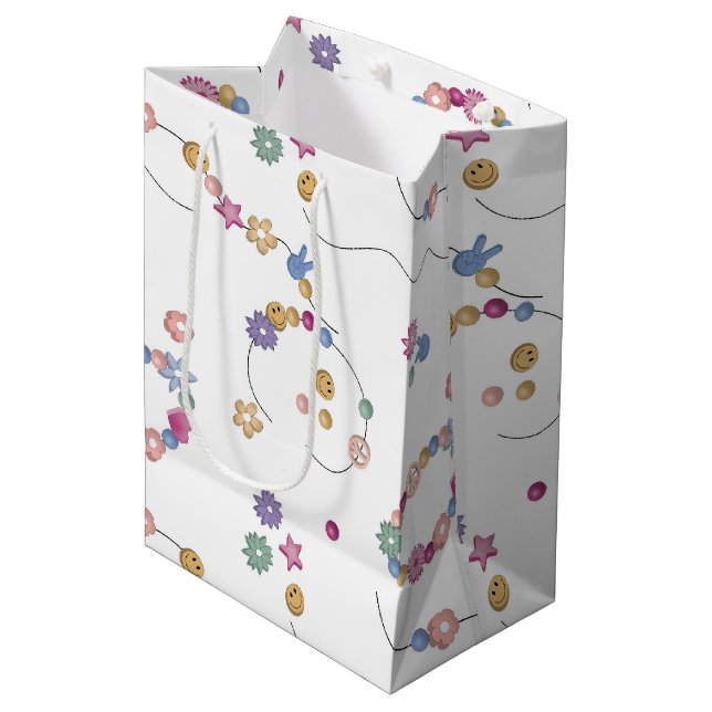 Sacola Para Presentes Média Amizade Bracelet Girl Padrão de Joia (Frente inclinada)