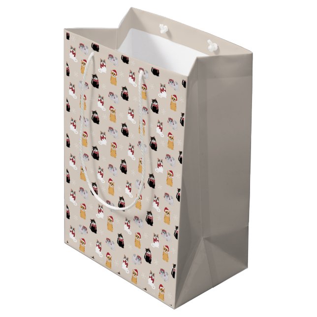 Sacola Para Presentes Média Amo meus gatos (Verso inclinado)