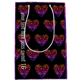 Sacola Para Presentes Média amor coraçã roxa rosa-rosa