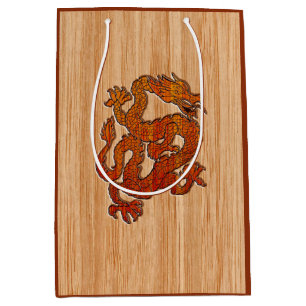 Sacola Para Presentes Média An oriental Dragon in Bamboo