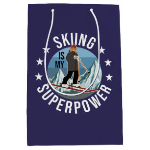 Sacola Para Presentes Média Andar de Esqui É Meu Superpoder