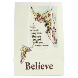 Sacola Para Presentes Média Ângels Graciosos Tragam Conforto dizendo aquarela 