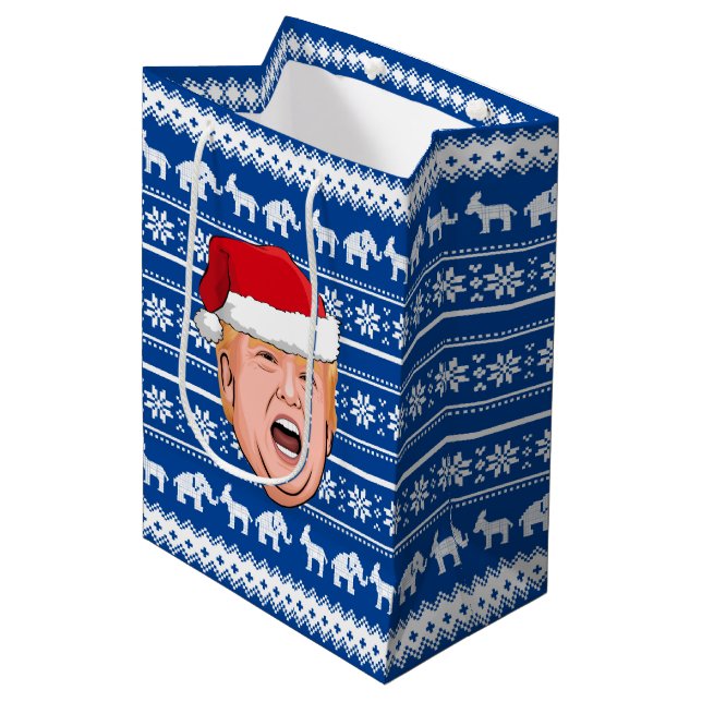 Sacola Para Presentes Média Angry Donald Trump Christmas (Frente inclinada)