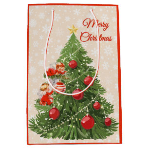Sacola Para Presentes Média Ângulos decorando a árvore de Natal
