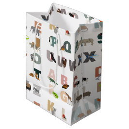 Sacola Para Presentes Média Animais Cutados do Alfabeto ABC