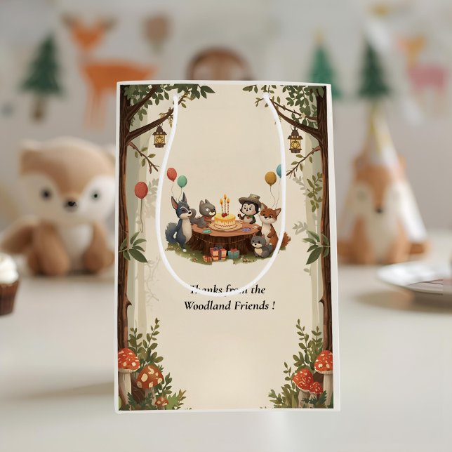 Sacola Para Presentes Média "Animais da Floresta - Saco do Presente de Anivers (Criador carregado)