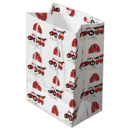 Sacola Para Presentes Média Animais de Criação e Padrão de Barnyard de Trator 