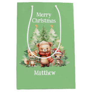 SACOLA PARA PRESENTES MÉDIA ANIMAIS DE TERRA RUSTIÇA DO NATAL DE NATAL