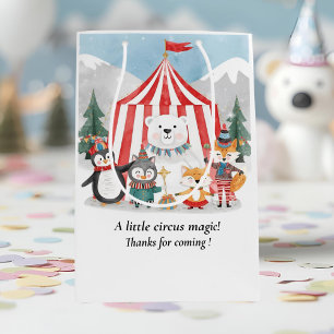 Sacola Para Presentes Média Animais do Circo de Inverno Obrigado