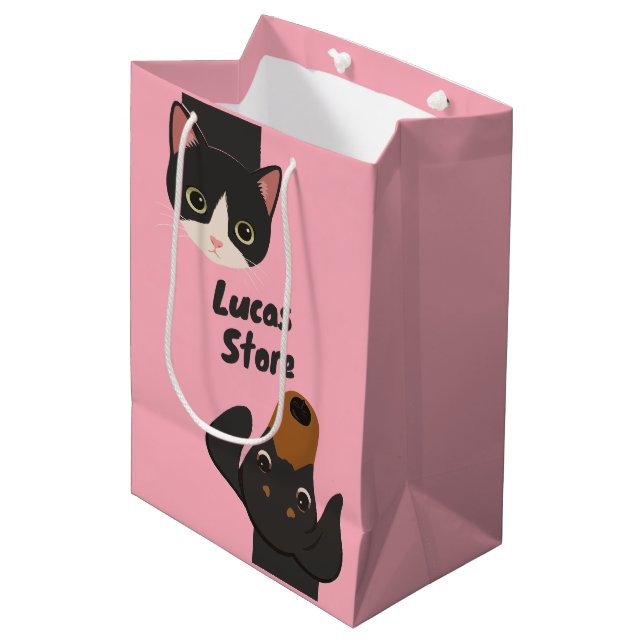 Sacola Para Presentes Média Animais fofos rabiscados (Frente inclinada)