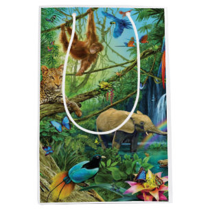 Sacola Para Presentes Média Animais que vivem juntos travesseiro decorativo