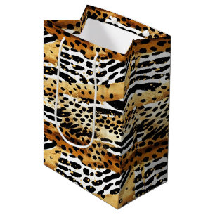 Sacola Para Presentes Média Animais Safari Impressões Padrões de peles