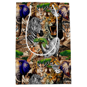Sacola Para Presentes Média Animais Selvagens da savana africana