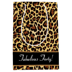 Sacola Para Presentes Média Aniversário 40 A12 fabuloso do leopardo preto