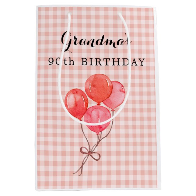 Sacola Para Presentes Média Aniversário 90 da vovó (Frente)